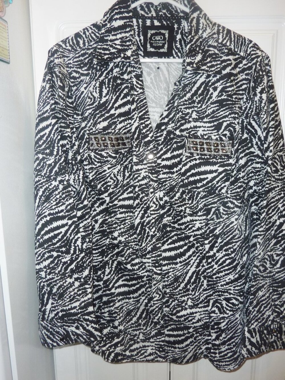 New Cato Black and White Button Down Shirt With Bedazzle Accents Size 22W 24W